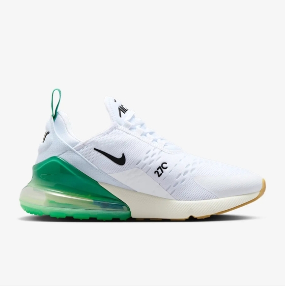 Women's Nike Air Max 270 White Green Sneakers made with Crystals Bling Custom - Picture 2 of 6
